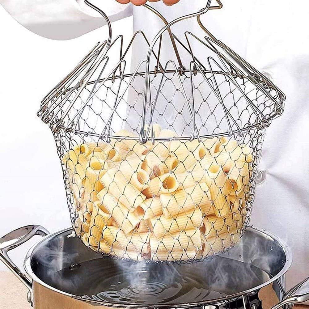 Stainless Steel Foldable Chef Basket – Multi-Functional Kitchen Colander - Image 3
