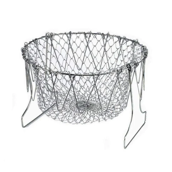 Stainless Steel Foldable Chef Basket – Multi-Functional Kitchen Colander
