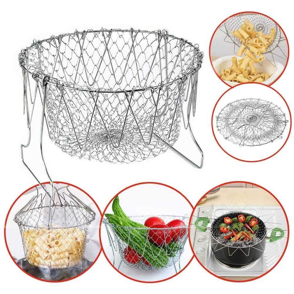 Stainless Steel Foldable Chef Basket – Multi-Functional Kitchen Colander - Image 4