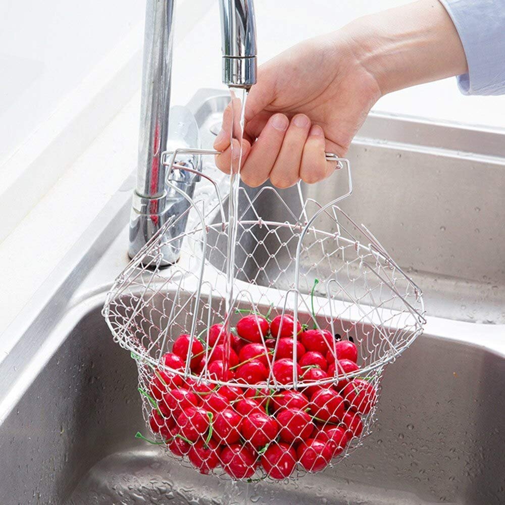 Stainless Steel Foldable Chef Basket – Multi-Functional Kitchen Colander - Image 2