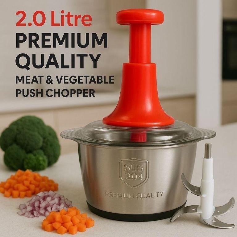 2L Manual Food Chopper – Stainless Steel Vegetable & Nut Chopper - Image 2