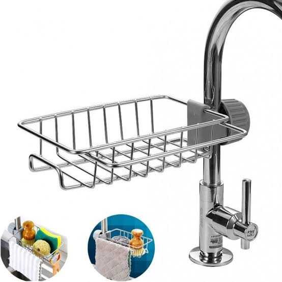 Stainless Steel Faucet Sponge Holder & Kitchen Sink Organizer Rack